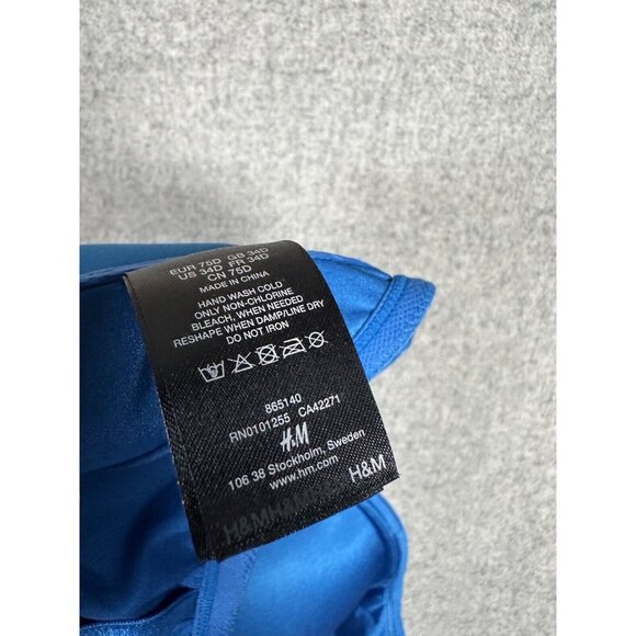 H&M 34D Bra Blue Satin Look Back Closure Adjustable Underwire Smooth Womens - Picture 12 of 12